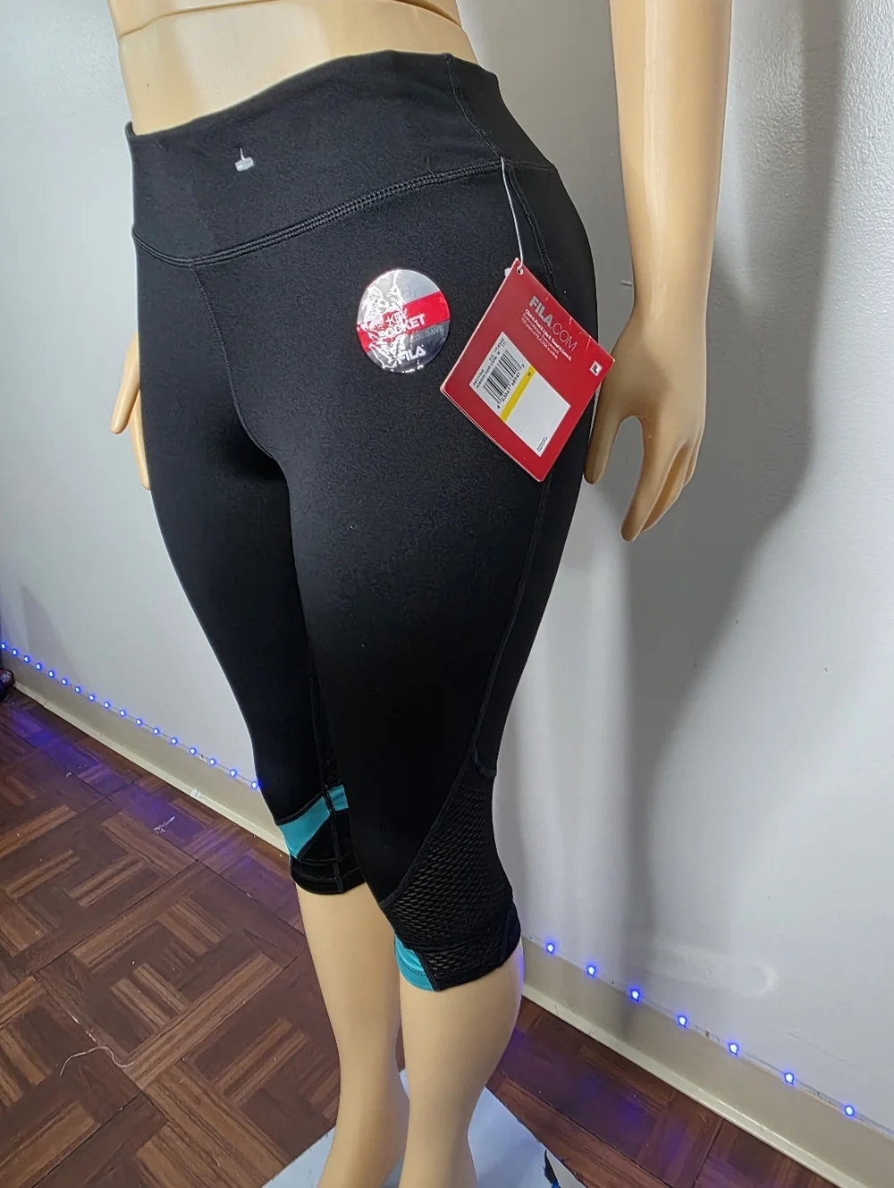 Fila Black And Green High-Waist Leggings with White Logo Size US/M